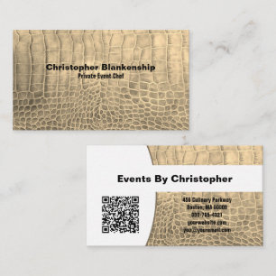 Personlig kod för Chef Tan Struktur Snake Skin QR Visitkort