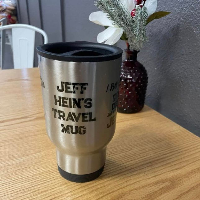 PERSONLIG koffeindiesel och Jesus Grunge Resemugg (my hubby loves his custom travel mug!!)