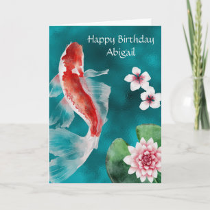 Personlig Koi Fish, Cherry Blommars Birthday Kort