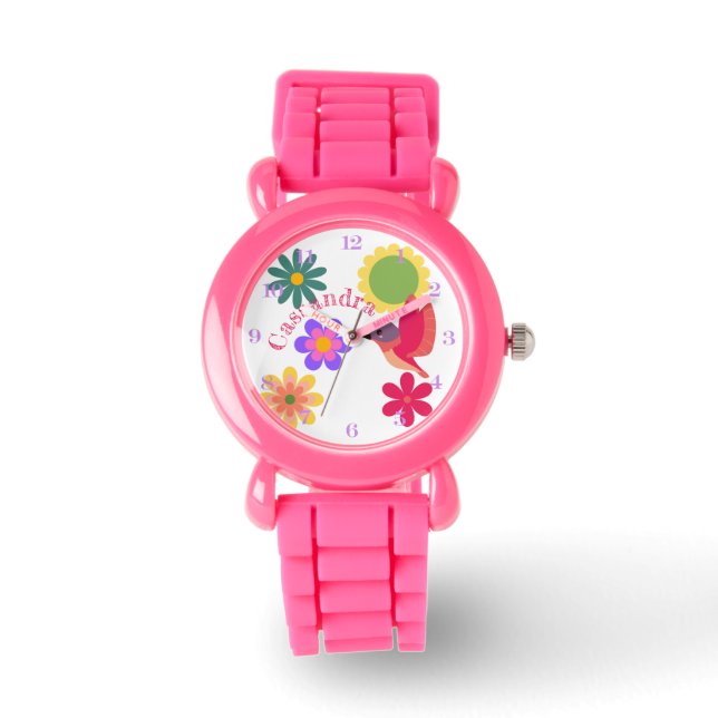 Personlig Kolibri och Blommor Armbandsur (Framsida)
