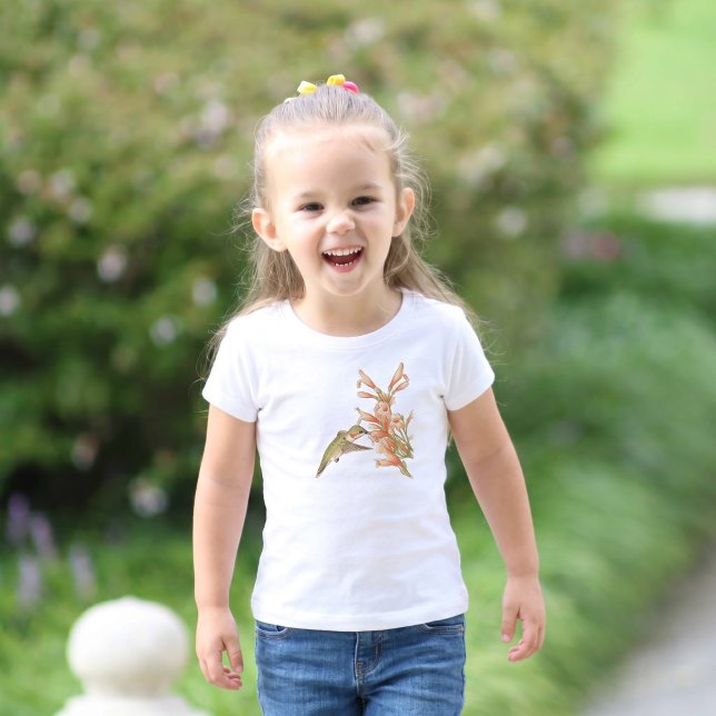 Personlig kolibri-vildblomma botanisk t shirt (Personalized Little Pollinators Sweet Hummingbird Toddler T-shirt)
