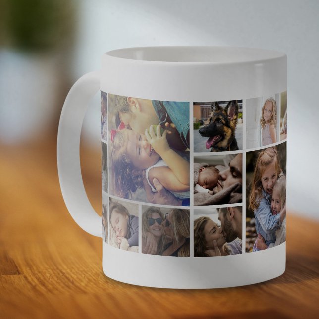 Personlig kollage med 19 fyrkantiga foton kaffemugg (Skapare uppladdad)