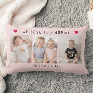 Personlig kollage med 3 bilder till mamma Rosa Lumbarkudde
