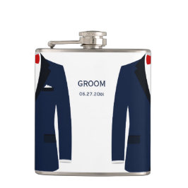 Personlig kolv Gay Bröllop gift for Groom Blue Fickplunta