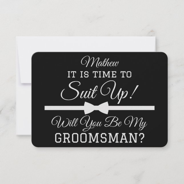 Personlig "Kommer du att bli min Groomsman?" Kosty Tack Kort (Framsida)