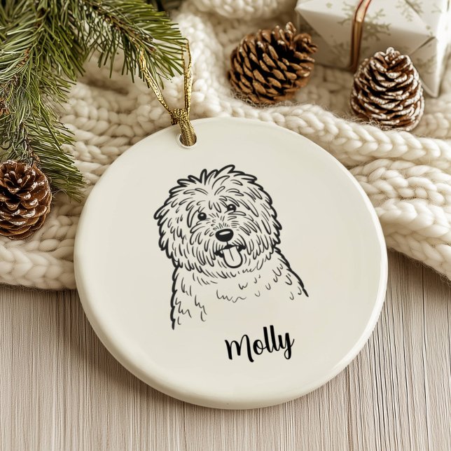 Personlig Komondor Hund Jul Julgransprydnad Keramik (Skapare uppladdad)
