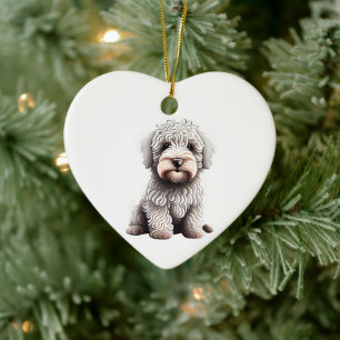 Personlig Komondor Valp Julgransprydnad Keramik