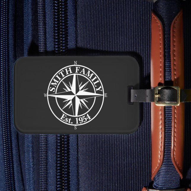 Personlig kompassstjärna monogram emblem bagagebricka (Framsida Insitu 4)