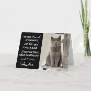 Personlig kondoleanskort med foto för kattförlust kort