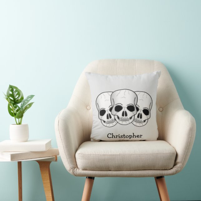 Personlig konst med fantasifull skalle-design kudde (Stol)