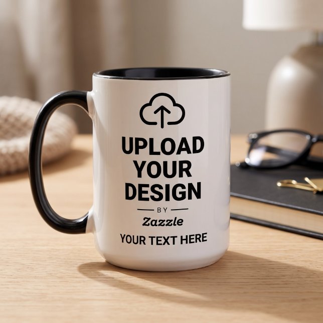 Personlig konst med text mugg (Simulated mug on table)