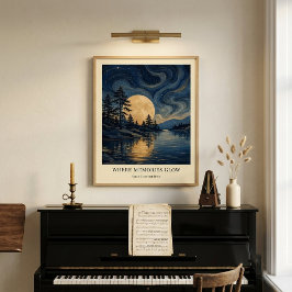 Personlig konstaffisch med månskensreflektioner poster