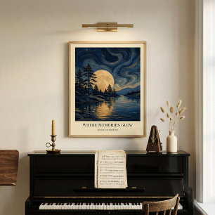 Personlig konstaffisch med månskensreflektioner poster
