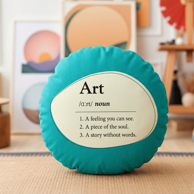 Personlig konstlexikon stil turkos kudde (Fully customizable pillow for art lovers)