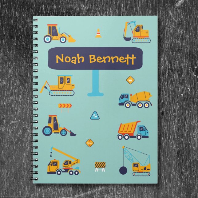 Personlig konstruktionslastbilsanteckningsbok för  anteckningsbok (Personalized Construction Truck Notebook for Boys
)