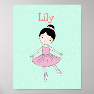 Personlig konsttryck för barnkammare Ballerina Fli Poster