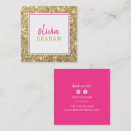 PERSONLIG KONTAKT djärv gräns rosa guld glitter Fyrkantigt Visitkort