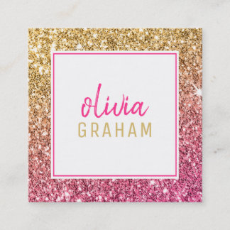 PERSONLIG KONTAKT djärv gräns shock rosa glitter Fyrkantigt Visitkort