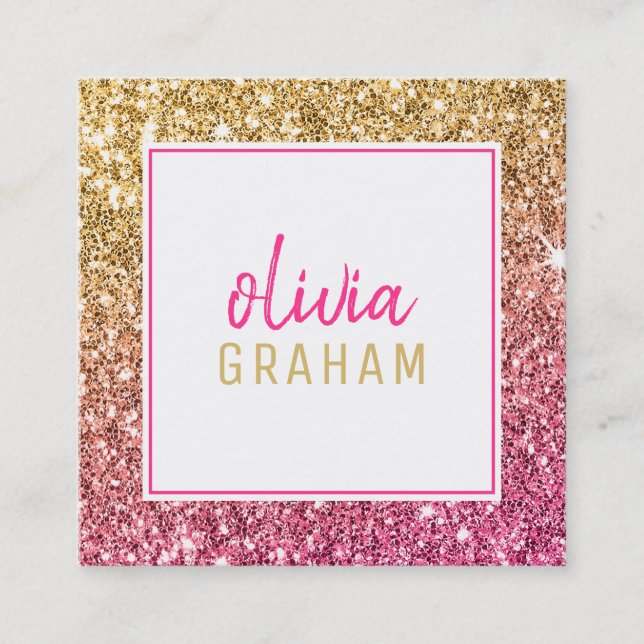 PERSONLIG KONTAKT djärv gräns shock rosa glitter Fyrkantigt Visitkort (Framsida)