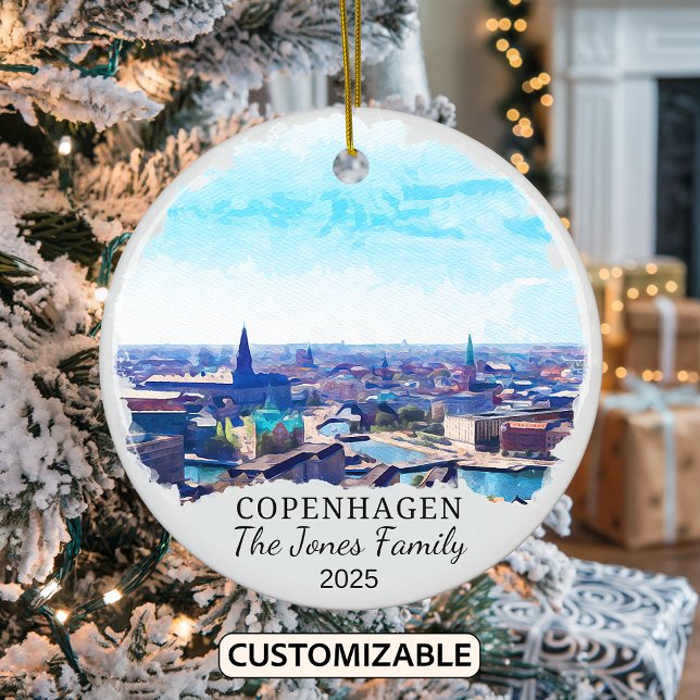 Personlig Köpenhamn Ornament, Danmark Gift Julgransprydnad Keramik (Skapare uppladdad)