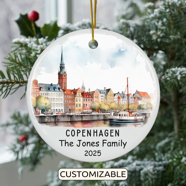 Personlig Köpenhamn Ornament, Danmark Julgransprydnad Keramik (Skapare uppladdad)