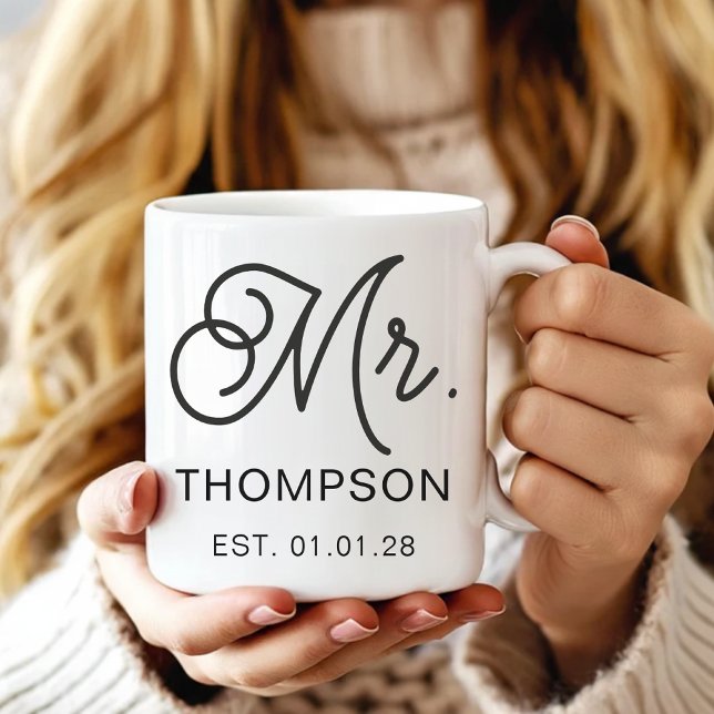 Personlig Kopp för Make och Maka - Bröllopspresent (Elegant Mr and Mrs Coffee Mug Wedding Gift, Custom Couple Mug Birthday Gift for Wife and Husband)