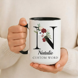 Personlig kopp med blommig alfabet present till ko