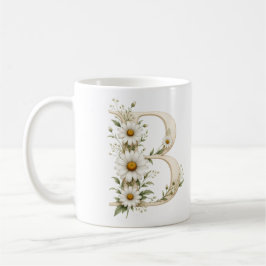Personlig kopp med blommig bokstav B tusenskönor