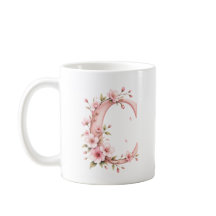 Personlig kopp med blommig bokstav C Körsbärsbloss