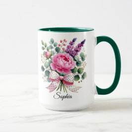 Personlig kopp med pionblommor och namn Elegant gå