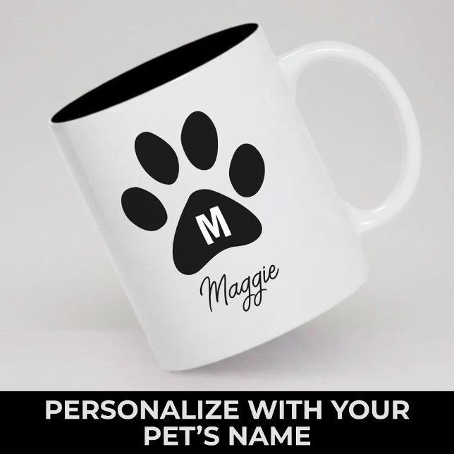 Personlig kopp med tassmonogram - present till hun (Personalized Paw Monogram Mug Gift for Dog Mom Dad, Custom Dog Name Mug Paw Gift Dog Parents)