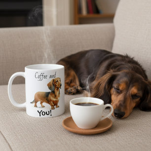 Personlig koppel dachshund BRUN kaffe Kaffemugg