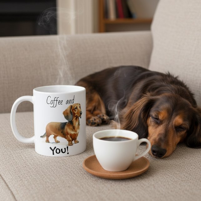 Personlig koppel dachshund BRUN kaffe Kaffemugg (Skapare uppladdad)