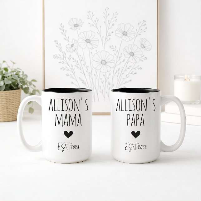 Personlig Kopppresent till Första Föräldern eller  Två-Tonad Mugg (Custom Mom Mug Birthday Gift for Mom Grandma, Custom Mama Coffee Mug Gift for First Time Mom or dad)