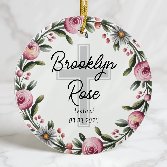 Personlig Kor Christening Baptism Favor Julgransprydnad Keramik (Skapare uppladdad)