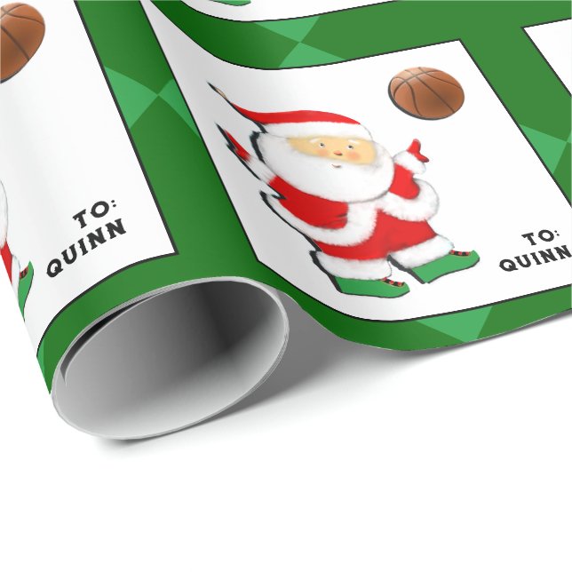 Personlig korgbolljulskänken presentpapper (Rullad Hörn)
