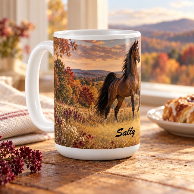 Personlig Körsbärsbay American Saddlebred Höstäng Kaffemugg (Skapare uppladdad)