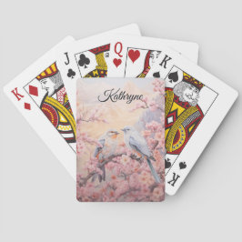 Personlig körsbärsblomfågel casinokort