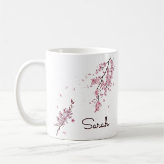 Personlig körsbärsblomma med anpassat namn kaffemugg