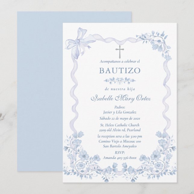 Personlig Kortlek Dop Flickebarn Inbjudningar (Fram/baksida)