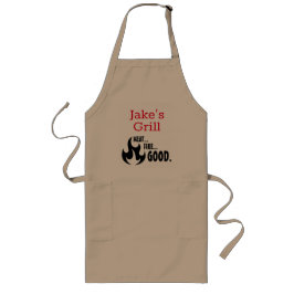 Personlig "Kött... brand...Bra!" Grill Apron Långt Förkläde