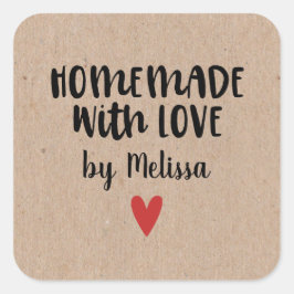 Personlig Kraft Homemade with Kärlek Square Stick Fyrkantigt Klistermärke