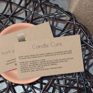 Personlig Kraft Papper Logotyp Candle Care Card Visitkort