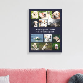 Personlig krage med hundfoto i Navy Blue Canvastryck