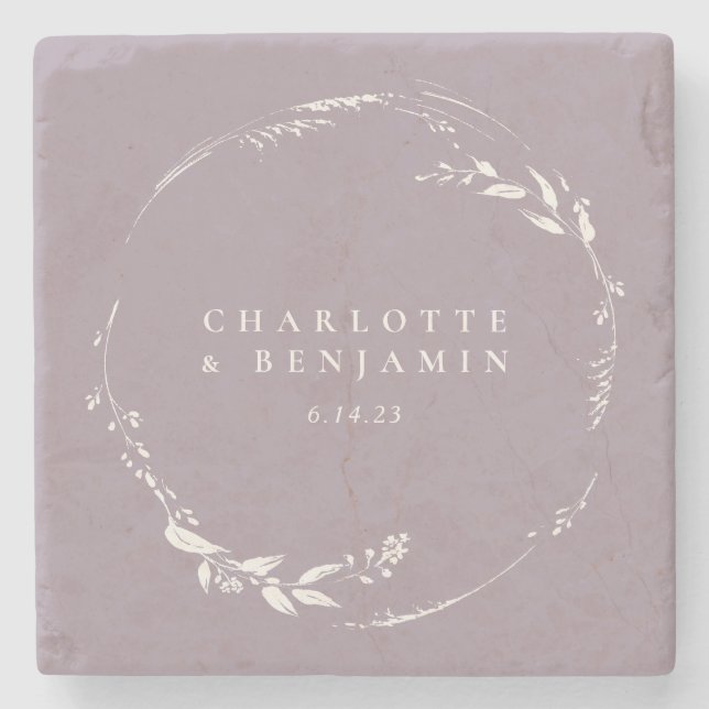 Personlig krans i dammig syrenfärg  stenunderlägg (Framsidan)