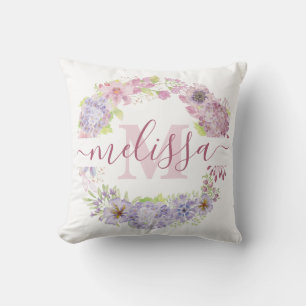 Personlig krans med pastell hydrangea kudde