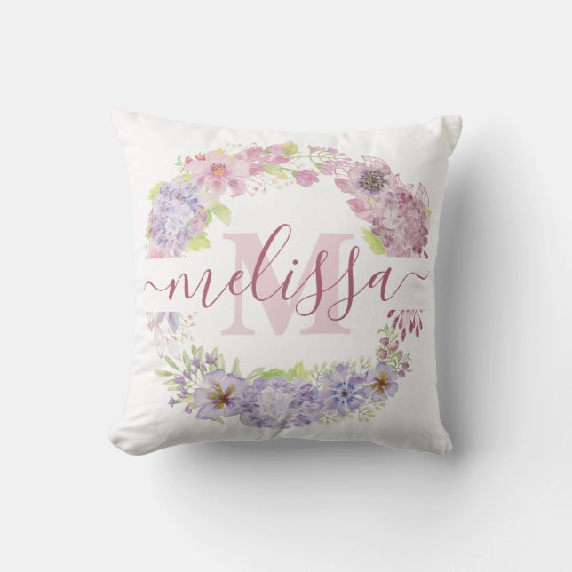 Personlig krans med pastell hydrangea kudde (Framsida)