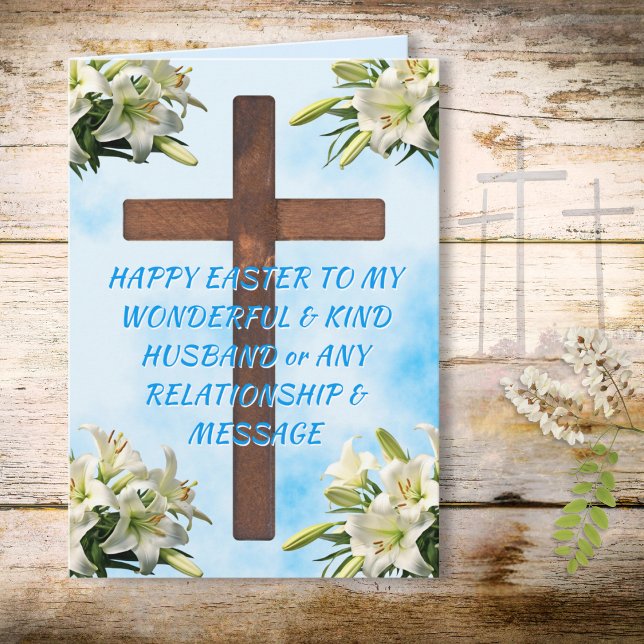Personlig kristen påskkort för make kort (Custom, Happy Easter to my Husband. Easter Card for Him. Happy Easter Husband.. Easter card husband.)