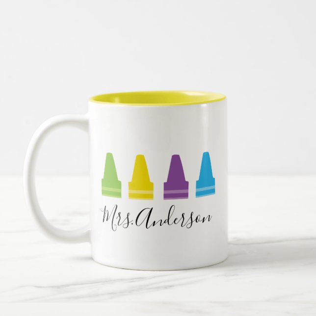 Personlig kritaskrivet lärare-mugg, söt lärare-mug Två-Tonad mugg (Vänster)