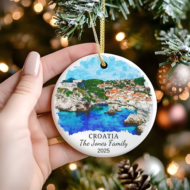 Personlig Kroatien Ornament, Kroatien Gift Julgransprydnad Keramik (Skapare uppladdad)